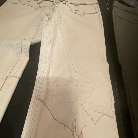 White lamb skin leather pants